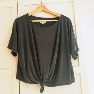 Lou & Grey knot-tie ribbed crop top